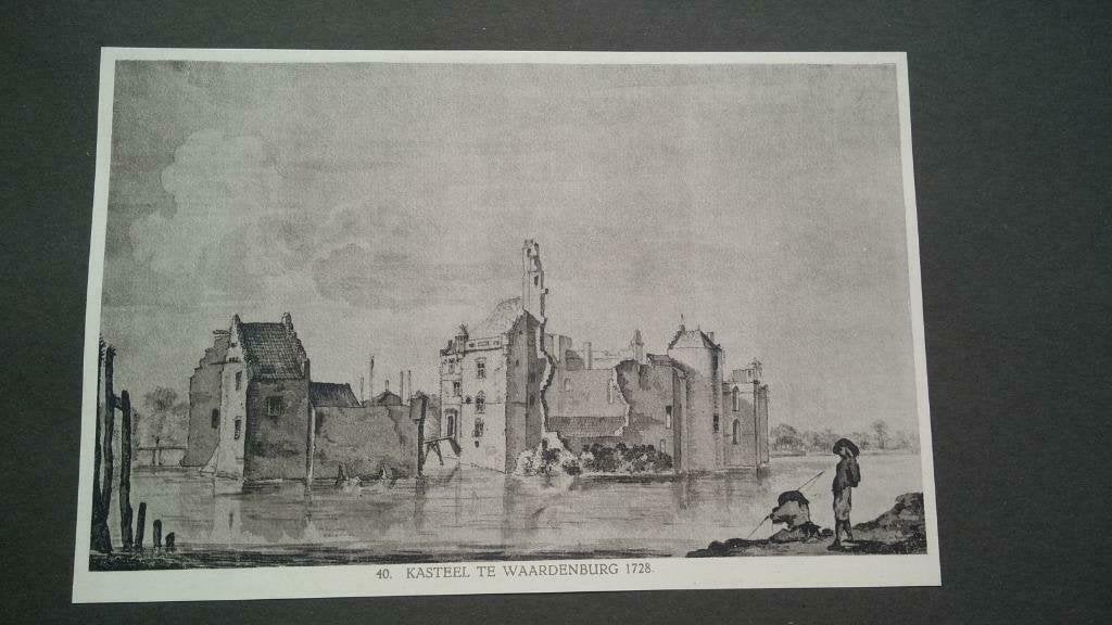 40 / Waardenburg Ruïne Kasteel  in 1728  lichtdruk 1922, Antiek en Kunst, Ophalen of Verzenden