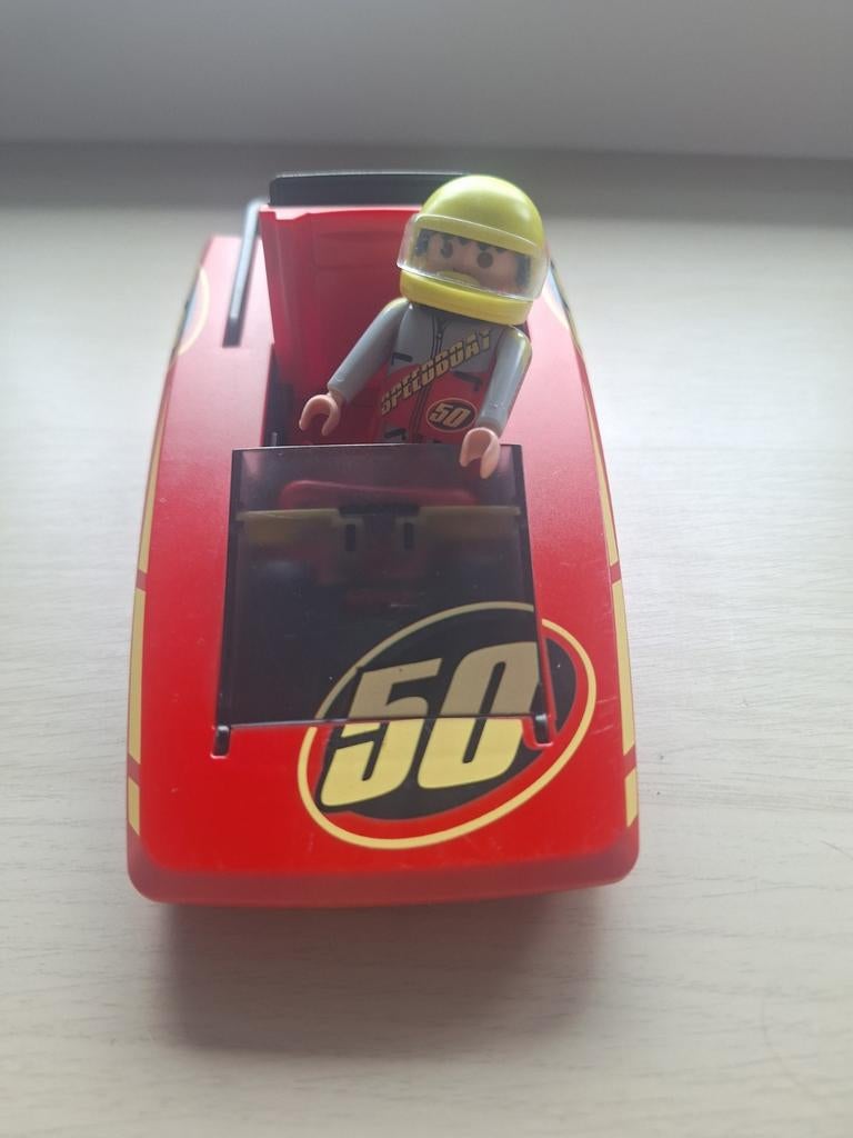 Playmobil raceboot met coureur - rood, set 4341, Ophalen of Verzenden, Gebruikt