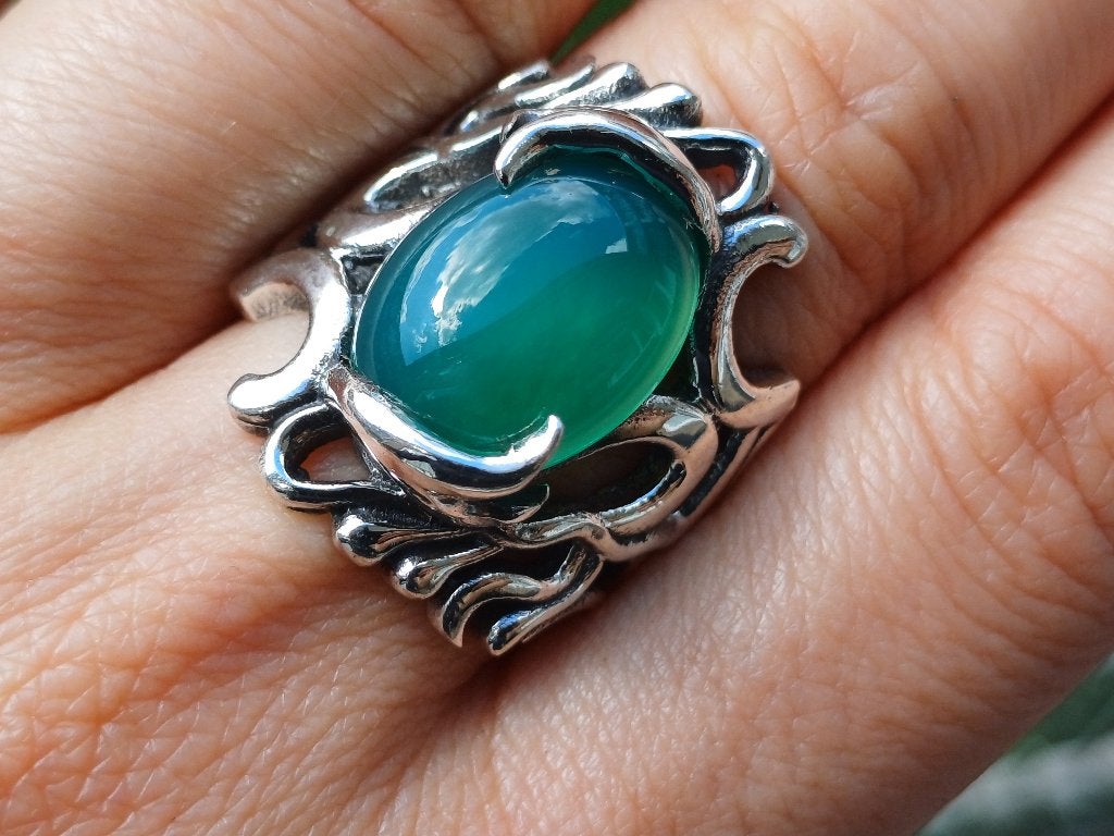 Vanoli 925 zilver design ring groene agaat maat 17 18 20,25, Sieraden, Tassen en Uiterlijk, Ringen, Daiva1973@hotmail.com, Vanoli