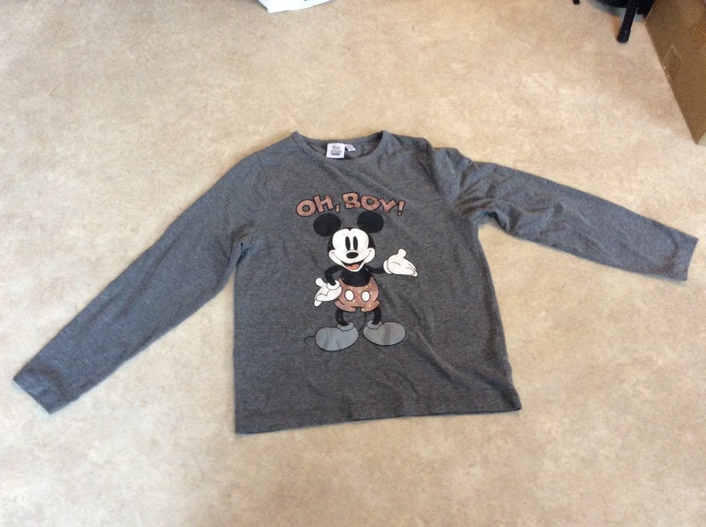 Disney Mickey Mouse T-shirt met de tekst: 'OH BOY!' maat 134, Disney, Gebruikt, Jongen of Meisje, Ophalen of Verzenden
