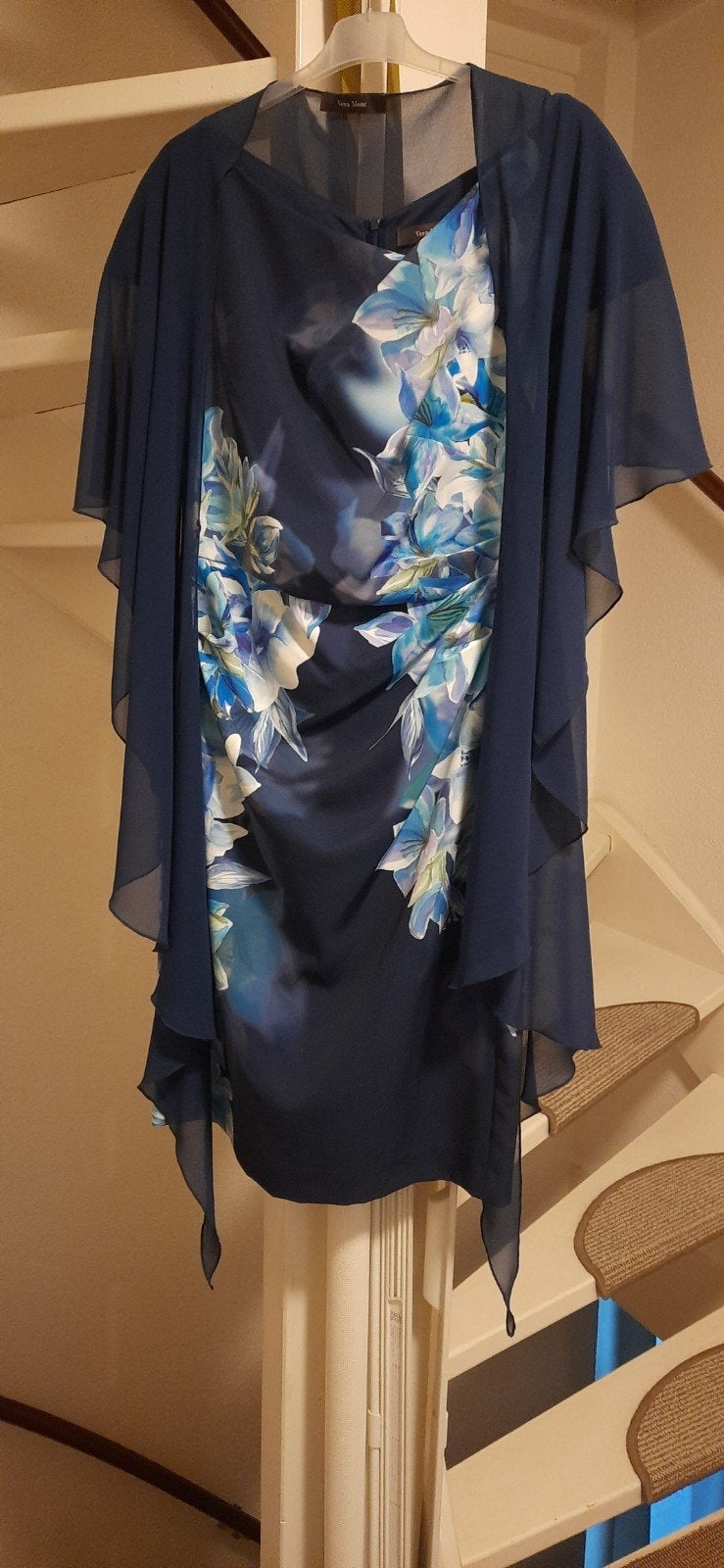 Vera Mont jurk met bloemenprint en bolero, maat 38/40, Maat 38/40 (M), Blauw, Ophalen of Verzenden, Zo goed als nieuw