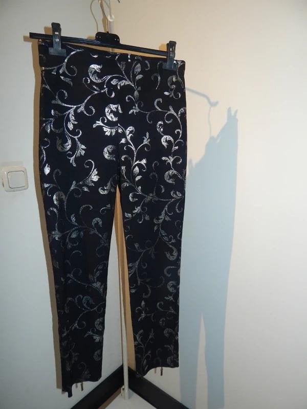 Joseph Ribkoff stretch broek zilveren paisley print chique M, Maat 38/40 (M), Verzenden, Zwart, Joseph Ribkoff