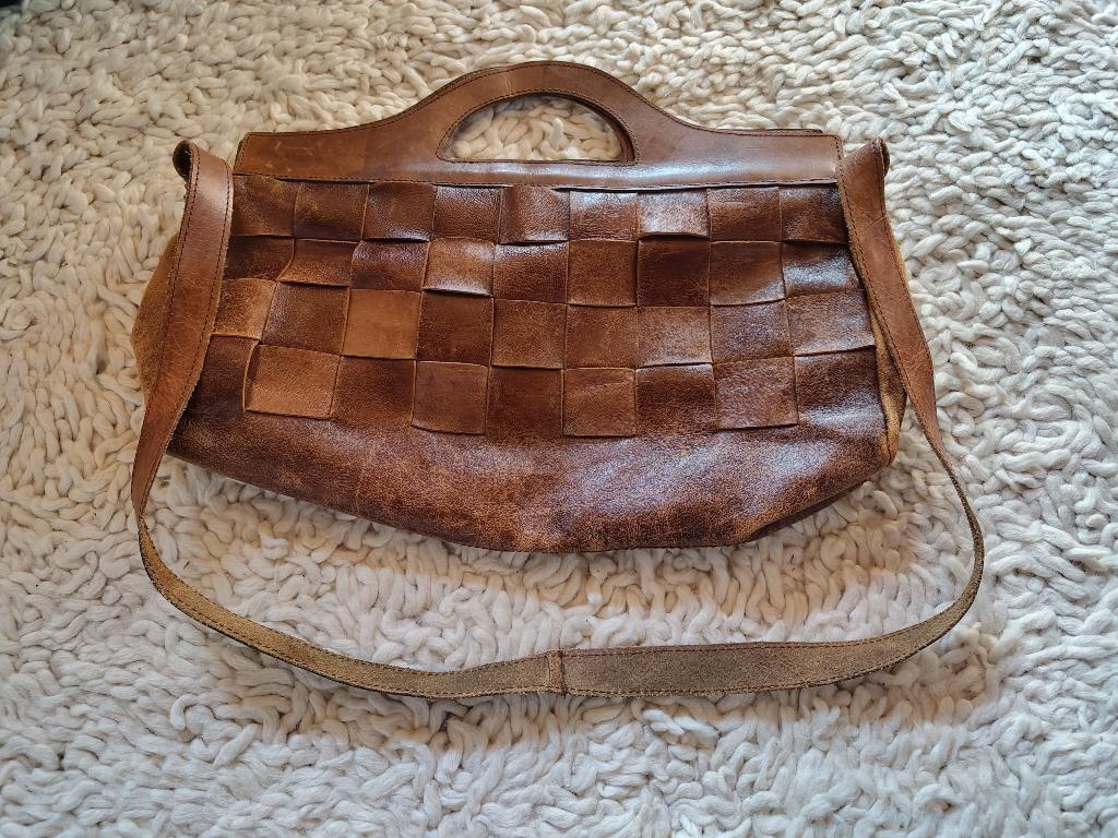 Bruine leren vintage tas van Rocco moda l'artigiano, Ophalen of Verzenden, Gebruikt, Bruin, Handtas