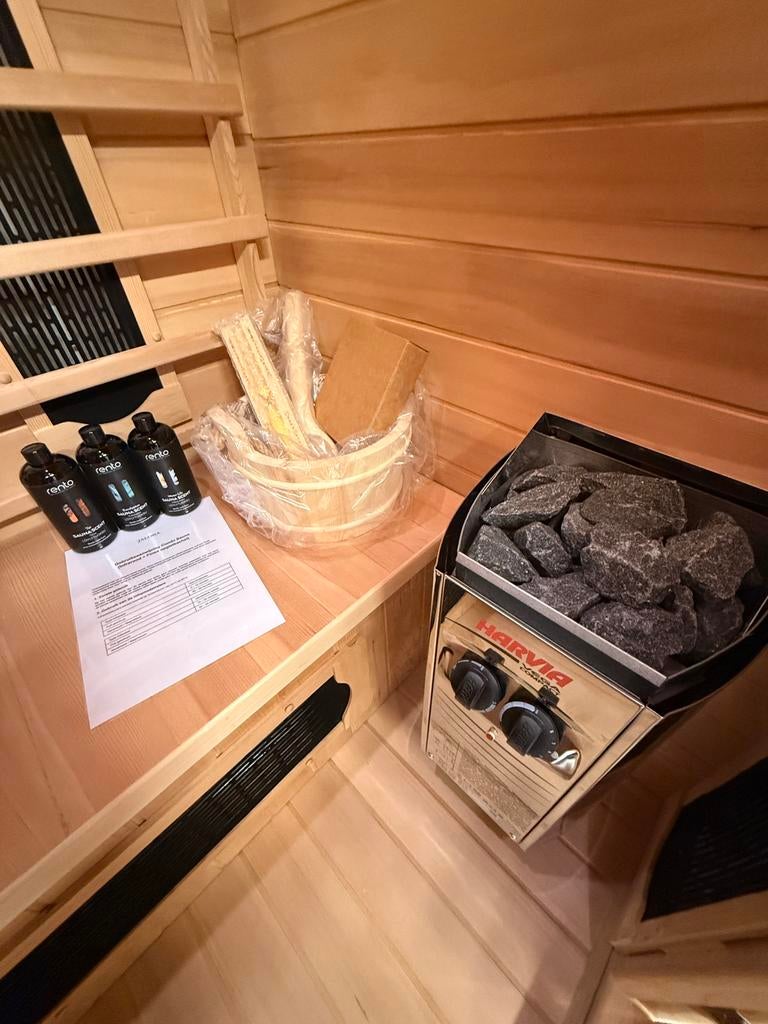 Combi sauna | Infrarood + Fins | Gratis montage | Harvia, Ophalen of Verzenden, Zo goed als nieuw, Fins of Traditioneel, Complete sauna