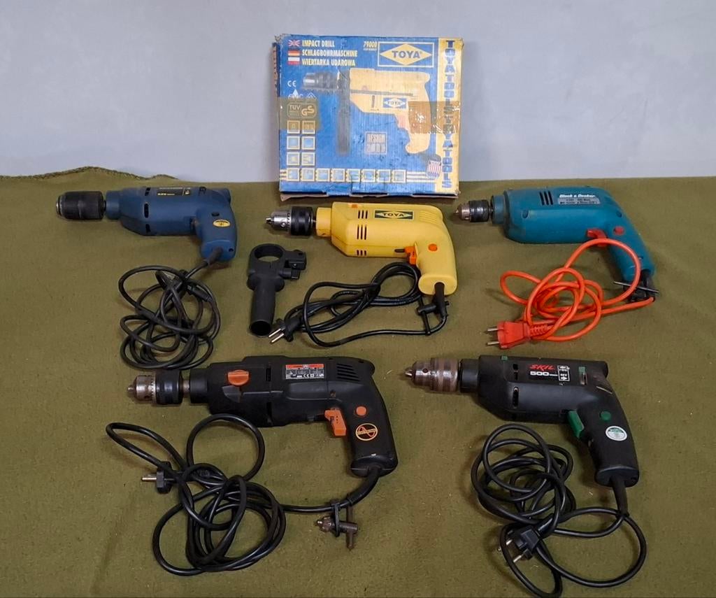 Diverse boormachines, o.a. Black & Decker, Meister, Skil, Ophalen of Verzenden, Gebruikt, 400 tot 600 watt, Boormachine