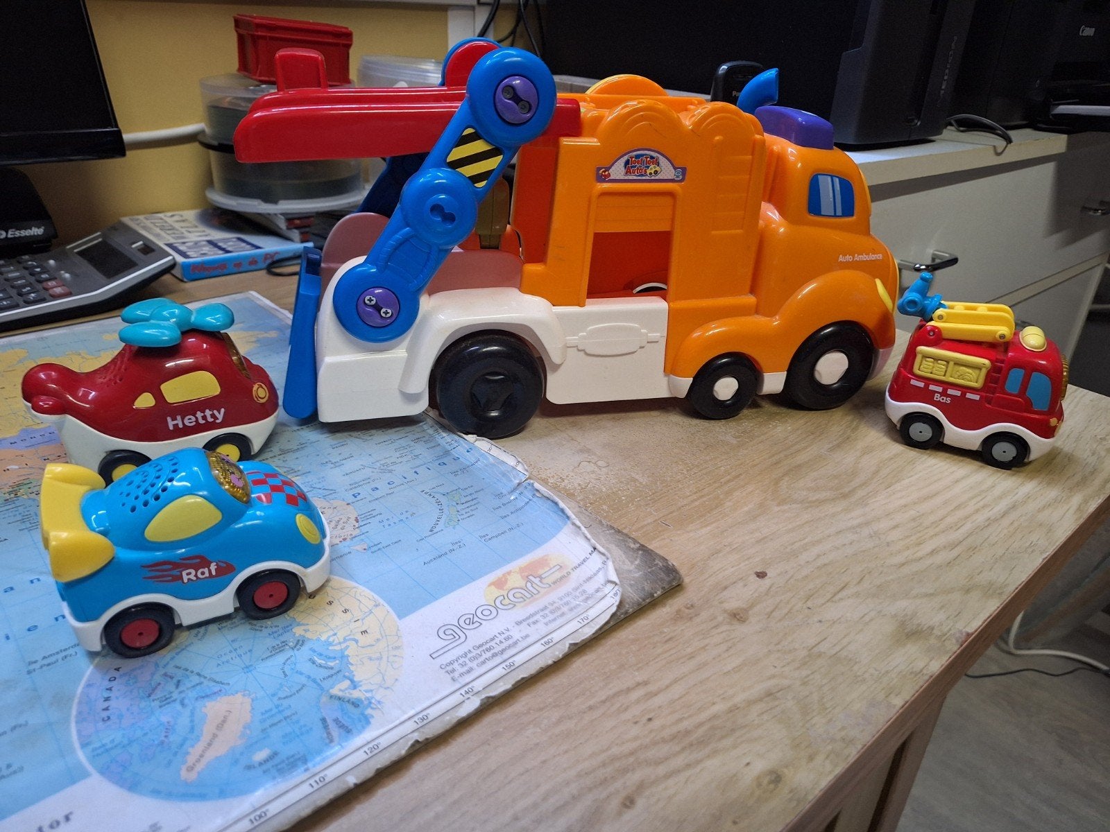 VTech Toet Toet Auto's Sleepwagen met 3 voertuigen, Ophalen of Verzenden, Gebruikt