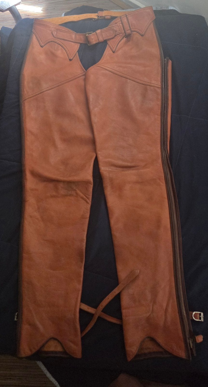 Parlanti lederen Handgemaakte Lange Chaps, M+, Dieren en Toebehoren, Paardrijkleding, Gebruikt, Ophalen of Verzenden, Bruin, Dames