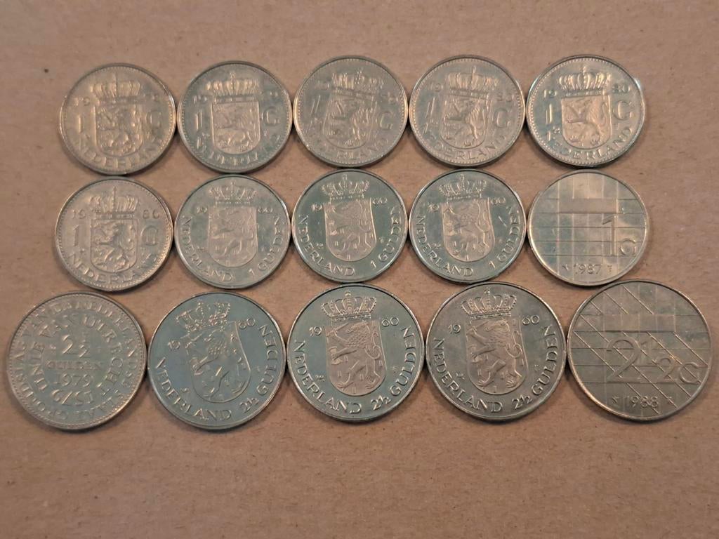 Nederland 10 x 1 gulden en 5 rijksdaalders 1976-1988, Ophalen of Verzenden, Overige waardes, Setje