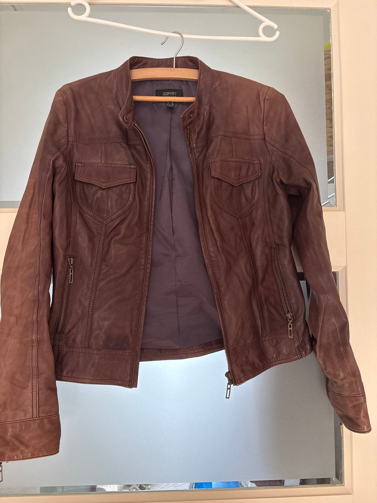 Esprit paars leren Bikerjack - Maat 38/40 (M), Ophalen of Verzenden, Zo goed als nieuw, Maat 38/40 (M), Paars