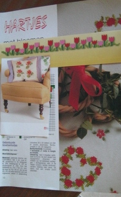 Borduurpatroon  Roosjes - Tulpen - Geraniums  nr 1814 do, Hobby en Vrije tijd, Verzenden, Nieuw, Handborduren, Patroon