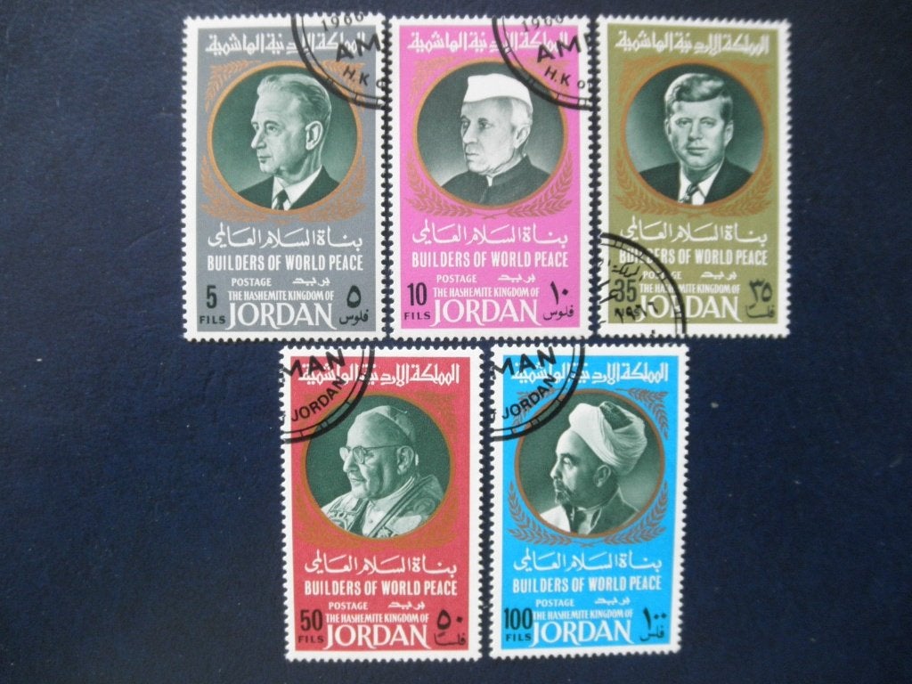 Postzegels Jordanië 1967JF Kennedy, Paus, Nehru - cw. 4,20., Ophalen of Verzenden, Gestempeld, Midden-Oosten