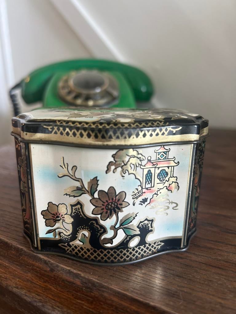 Antiek chinoiserie theeblik Art niveau stijl, Ophalen of Verzenden, Gebruikt, Thee, Overige merken