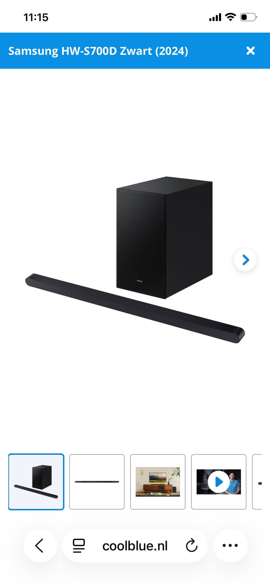 Samsung HW-S700D Zwart Soundbar met Subwoofer (2024), Ophalen, Bluetooth, Nieuw