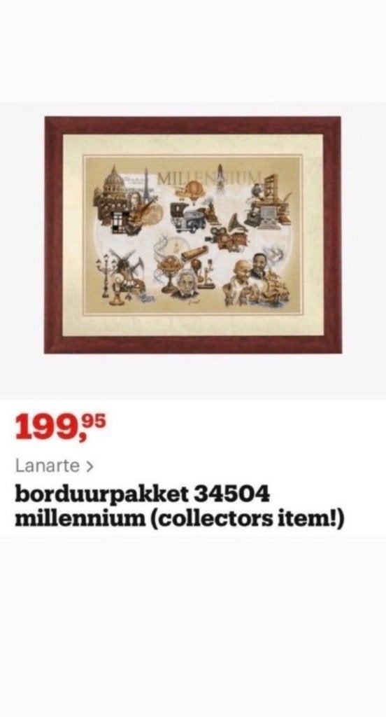 BORDUURPAKKET LANARTE MILLENNIUM COLLECTORS ITEM, Verzenden, Nieuw, Handborduren, Borduurpakket