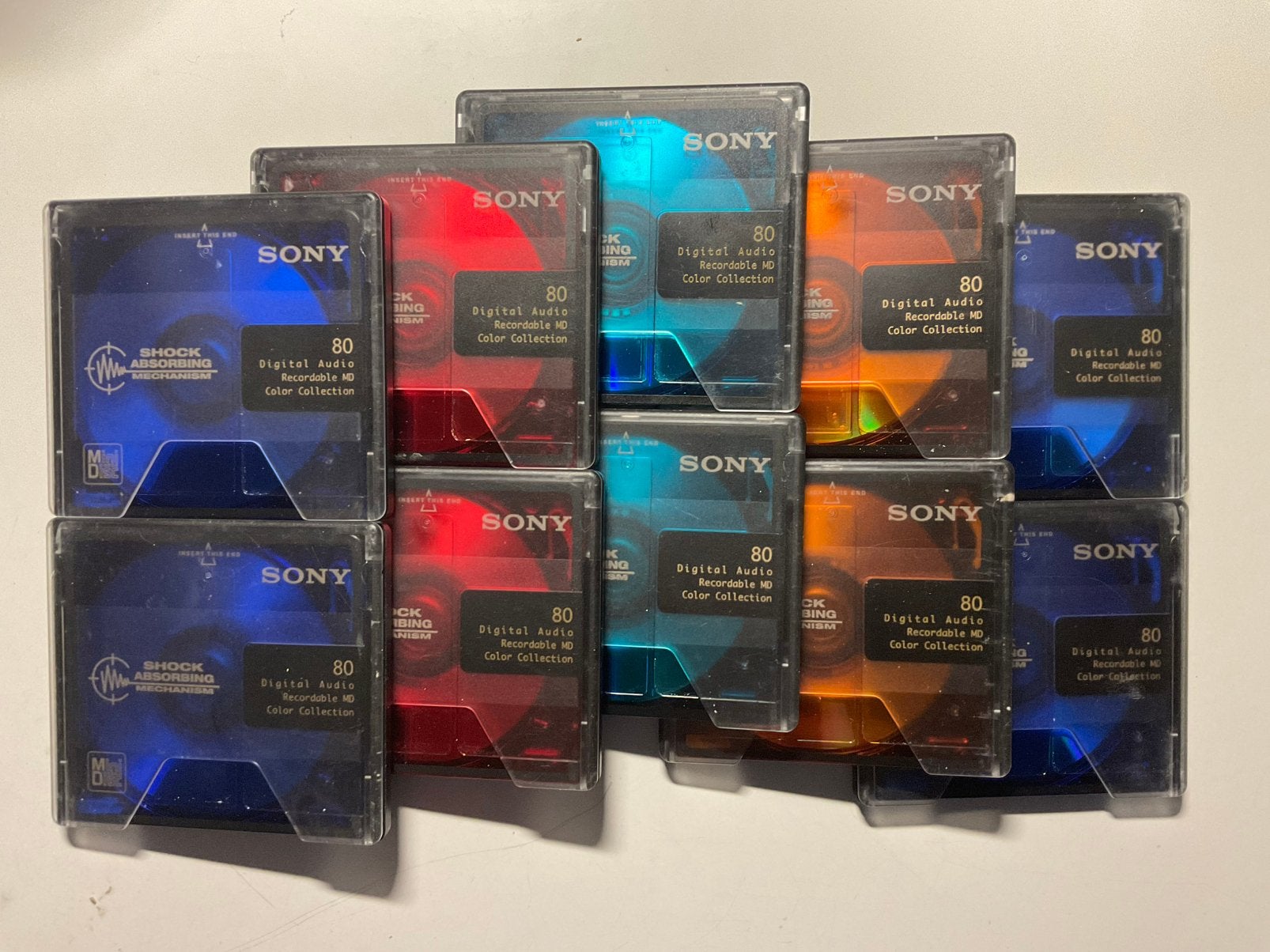 Minidisc’s. SONY COLOR COLECTION  10x als nieuw. 80 minuten, Ophalen of Verzenden