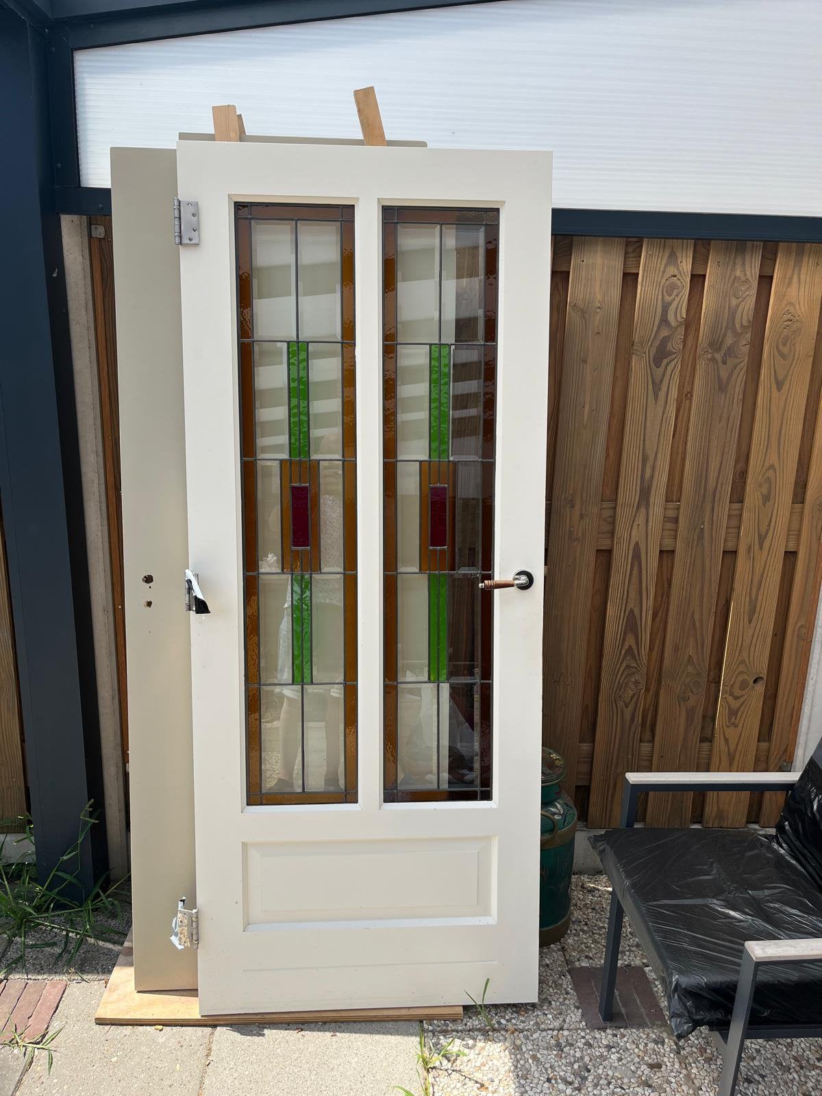 Deur met glas in lood, Ophalen, Gebruikt, 80 tot 100 cm, Binnendeur