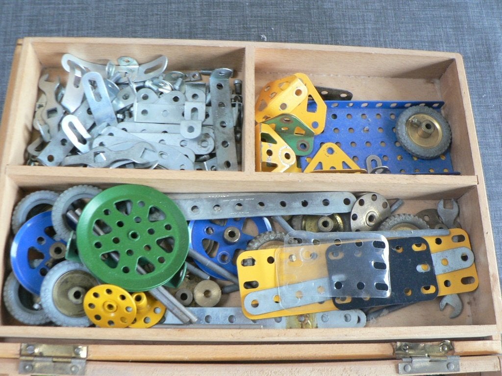 meccano metalen speelgoed met antieke motor, Ophalen of Verzenden