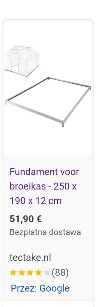 Fundament voor broeikas - 250 x 190 x 12 cm, Ophalen