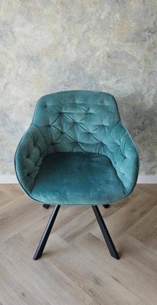 Twee comfortabele woonkamer stoelen - Petrolblauw, Huis en Inrichting, Stoelen, Ophalen, Twee, Overige kleuren, Modern, Comfortabel, Gecapitonneerd