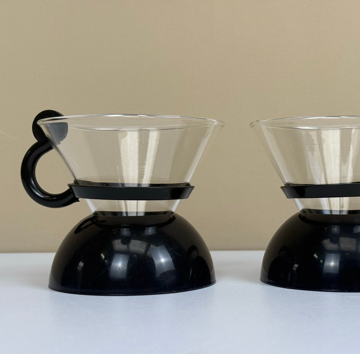 Vintage Bodum Conus glazen piramide theebekers ijscoupes 80s, Ophalen of Verzenden, Overige typen
