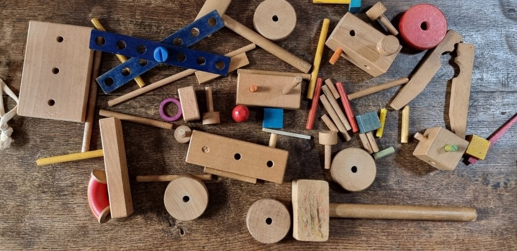 Matador zak met houten constructieblokken - jaren 60 - IGST, Ophalen of Verzenden