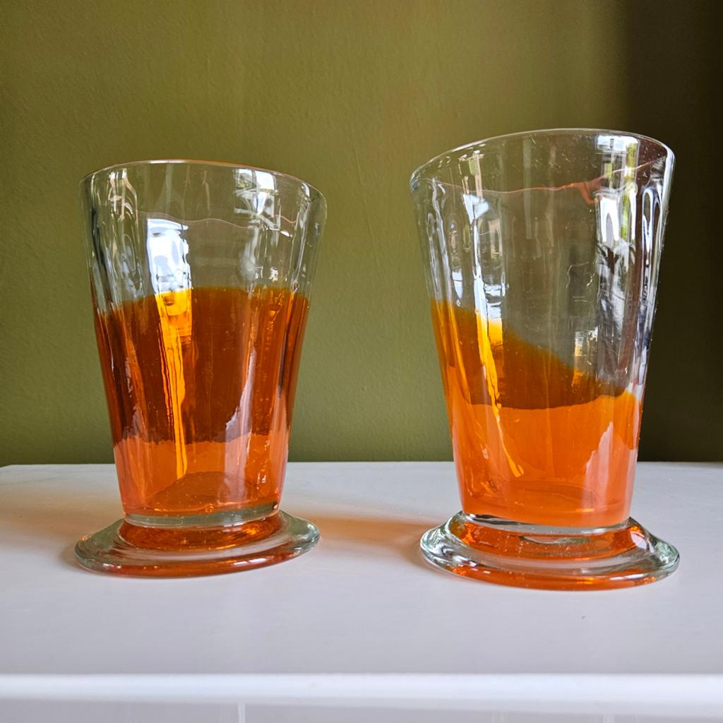 Des Pots oranje vaas, Ophalen of Verzenden, Zo goed als nieuw, Oranje, Glas