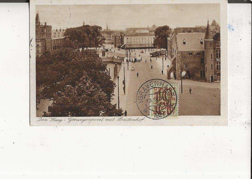 Den Haag Gevangenpoort met buitenhof Frankering! 13-9-1927, Ophalen of Verzenden, 1920 tot 1940, Gelopen, Zuid-Holland
