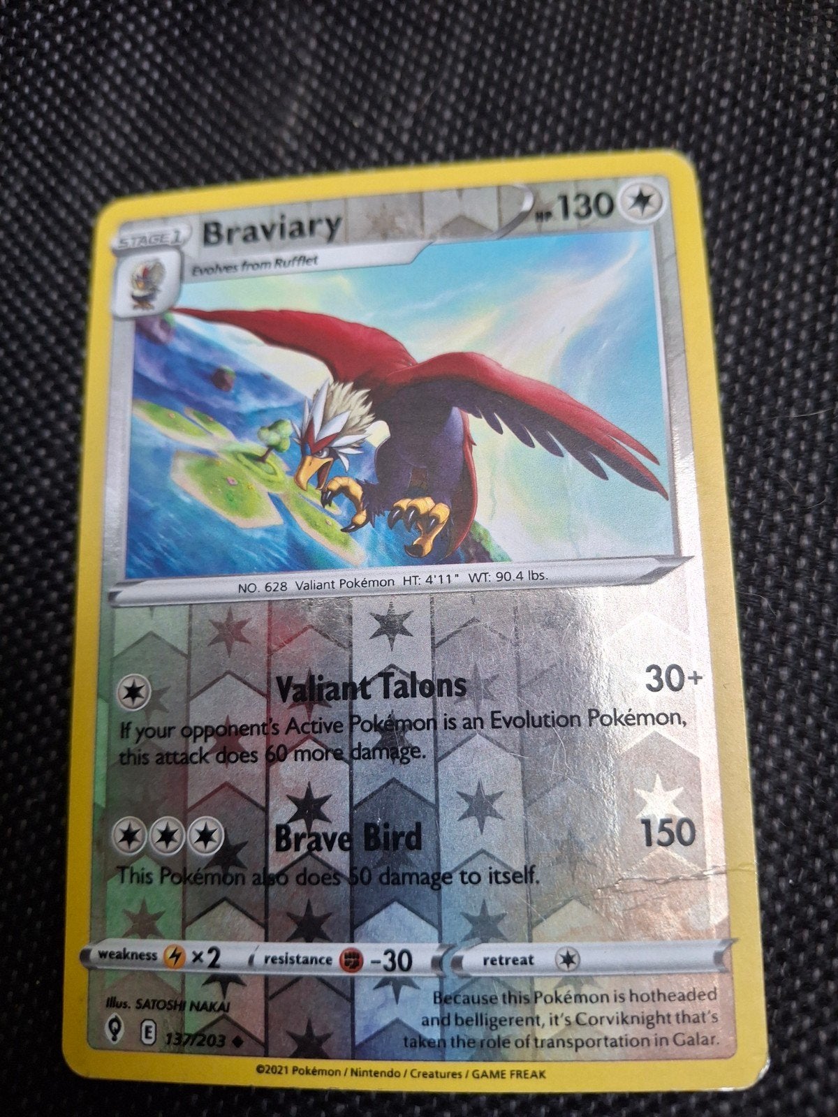 Braviary Pokémon Kaart 137/203 - Zo goed als nieuw, Ophalen of Verzenden, Gebruikt, Losse kaart