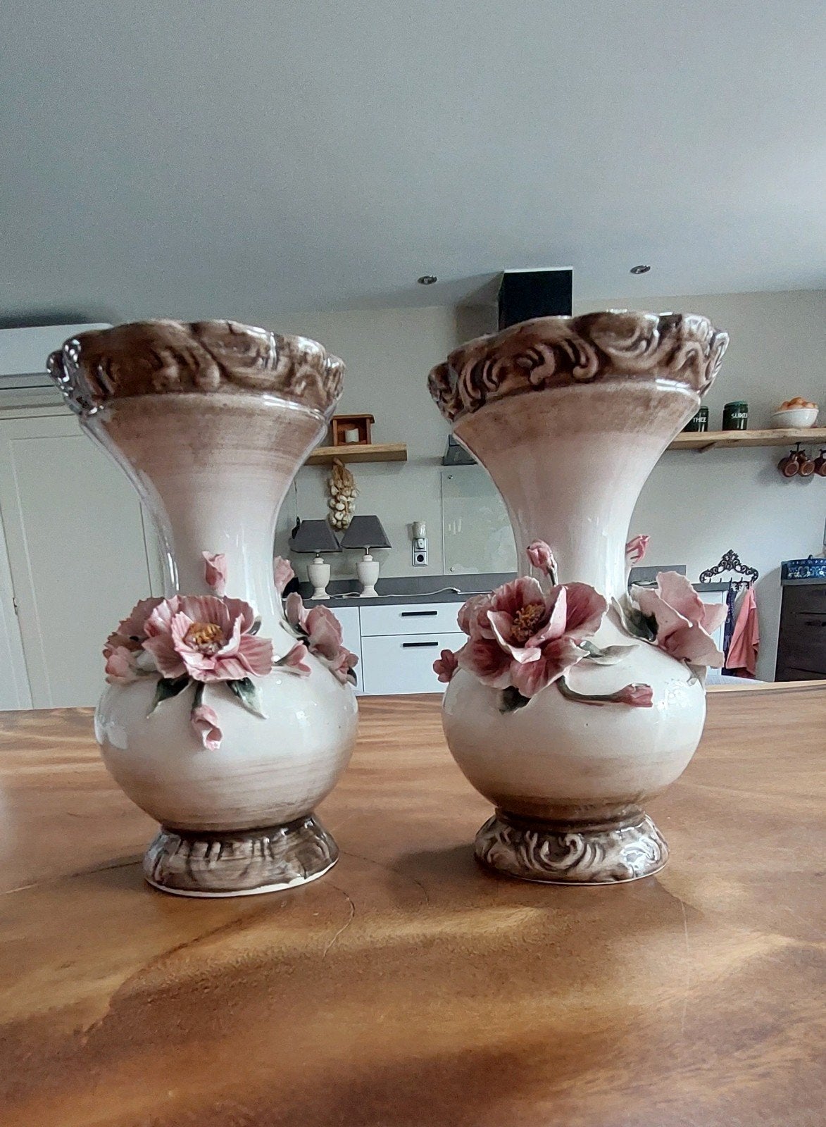 Decoratieve set van 2 Bassano vazen - vintage, Ophalen of Verzenden