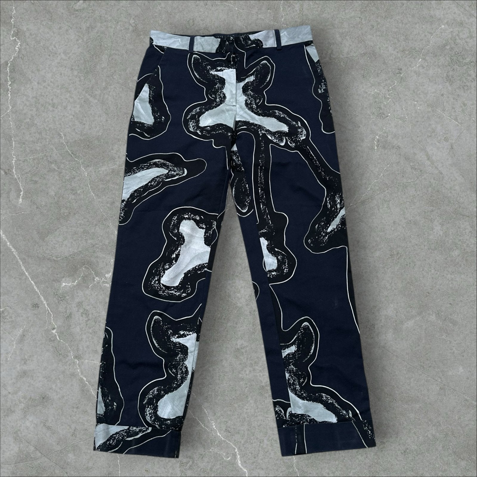 COS Broek met abstracte print - Maat 36, Blauw, Ophalen of Verzenden, Zo goed als nieuw, Maat 36 (S)
