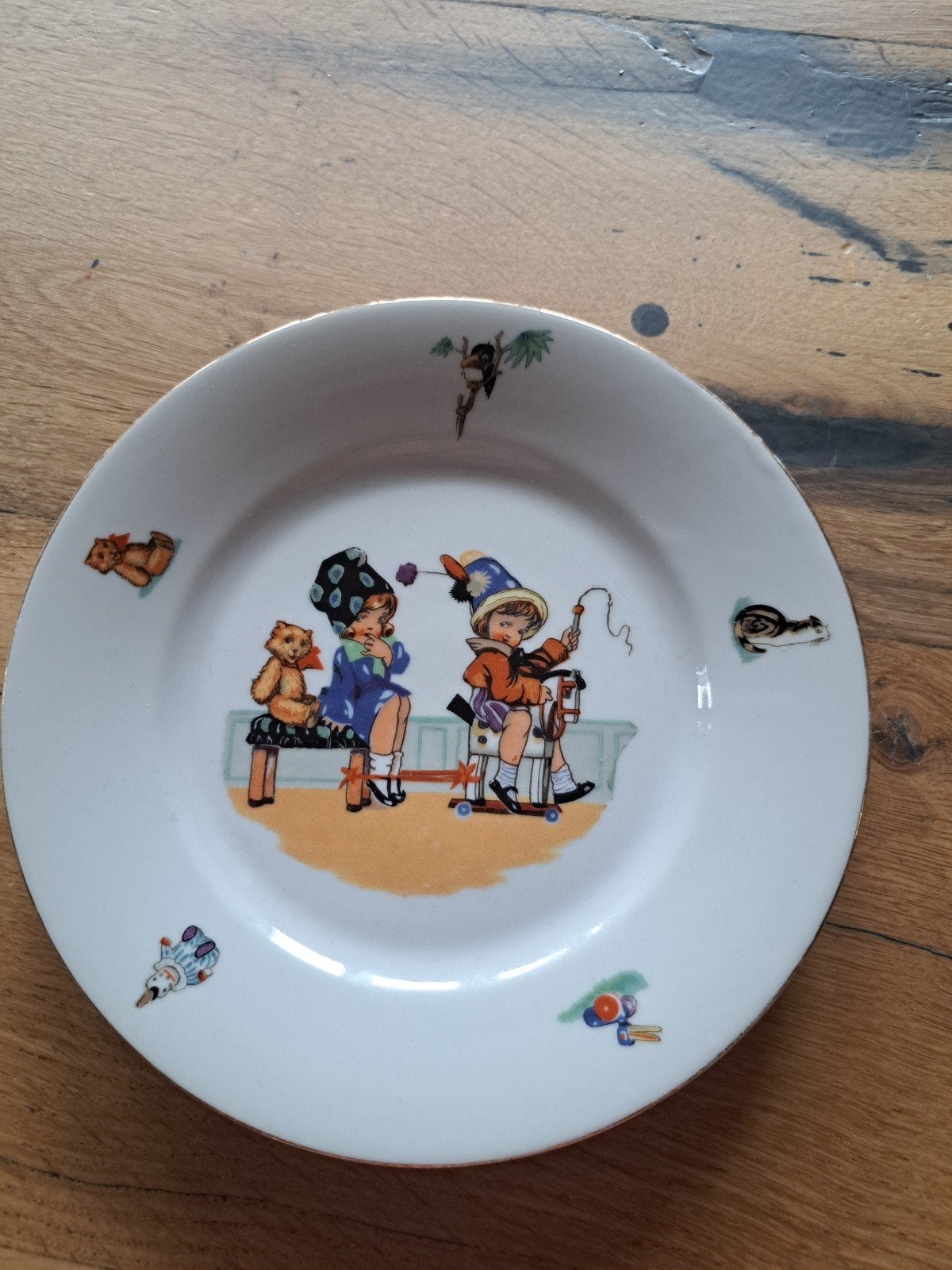 Thürings/Boheems Porseleinen Kinderbordje 1925-1940, Ophalen of Verzenden