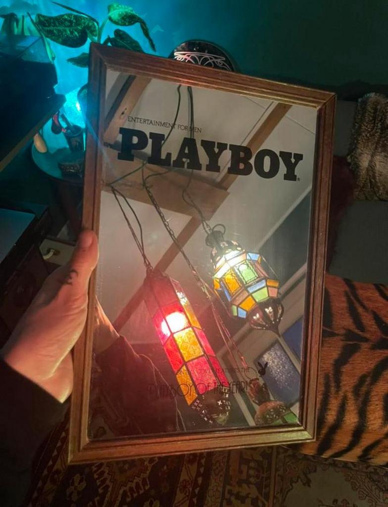 Antieke Playboy spiegel, Antiek en Kunst, Ophalen of Verzenden, Rechthoekig