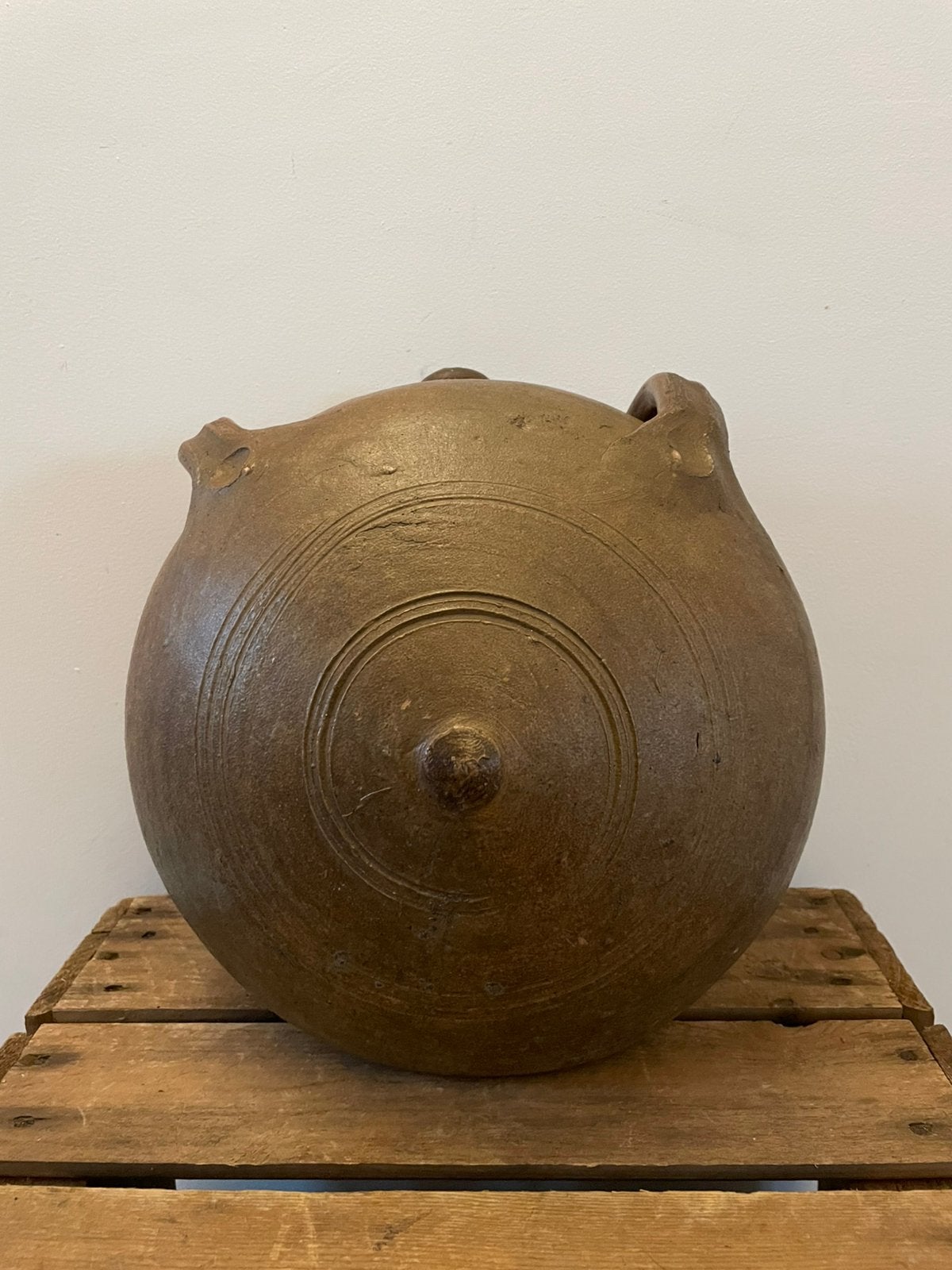 Prachtige antieke steengoed veldfles - 19e eeuw (Westerwald), Antiek en Kunst, Ophalen of Verzenden