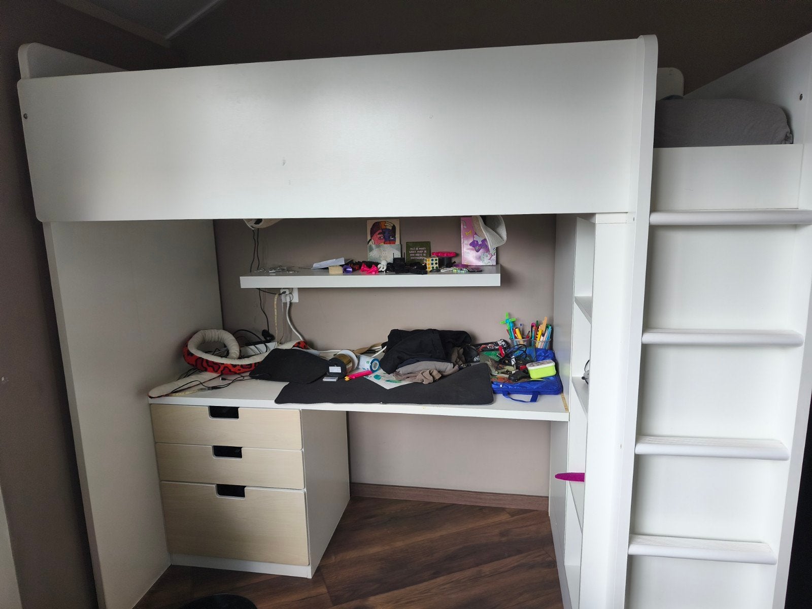 te koop ikea småstad hoogslaper bureau en kast, Ophalen, Gebruikt, Eenpersoons, Hoogslaper