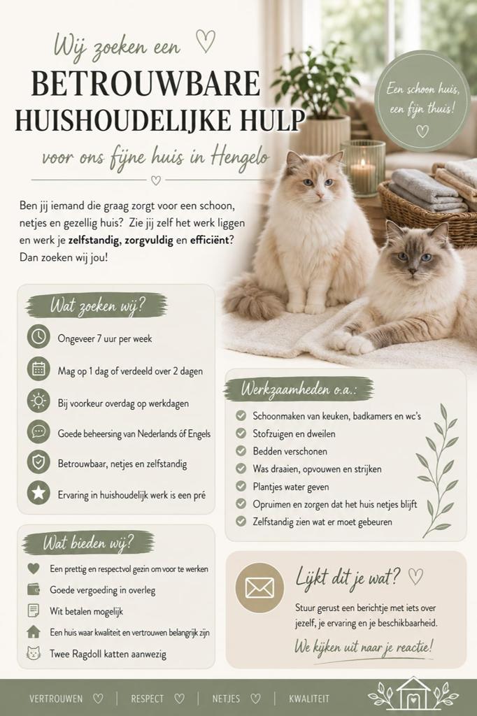 Gezocht: huishoudelijke hulp, Diensten en Vakmensen