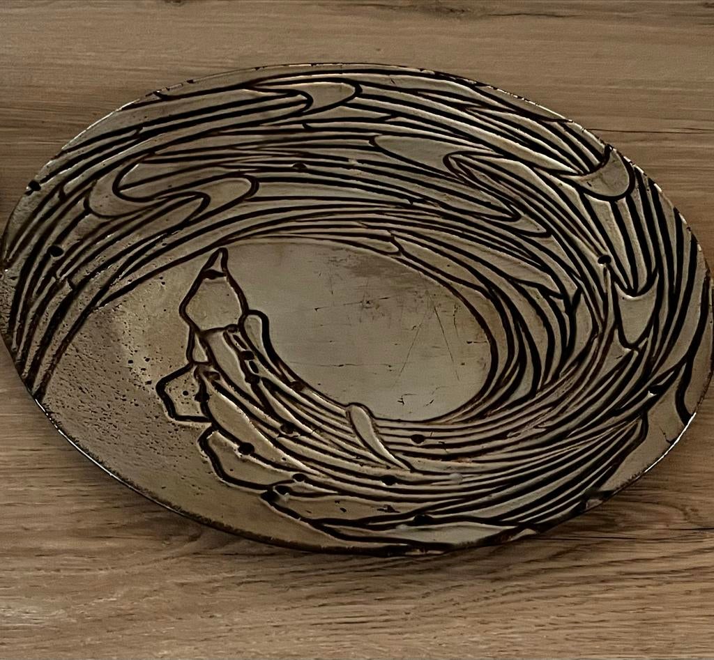 Decoratieve schaal met golvend patroon Dx50cm, Ophalen, Zo goed als nieuw, Rond, Glas