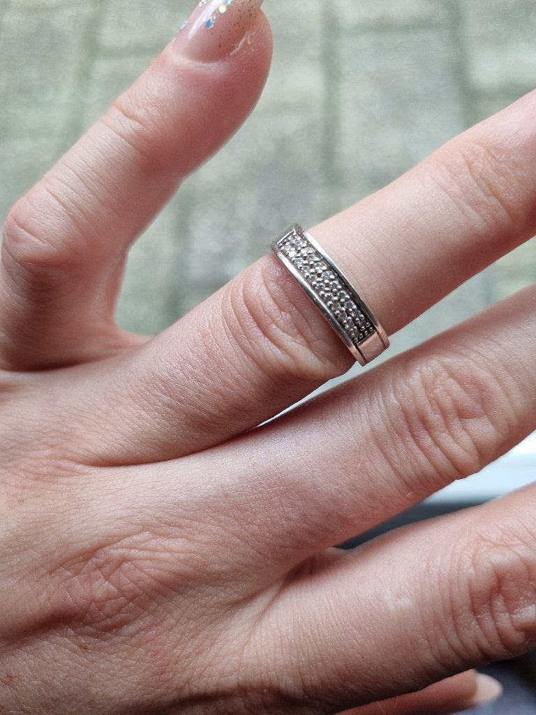 Sierlijke witgouden dames ring - 14 karaats, Gebruikt, Overige kleuren, Ophalen of Verzenden, Kleiner dan 17