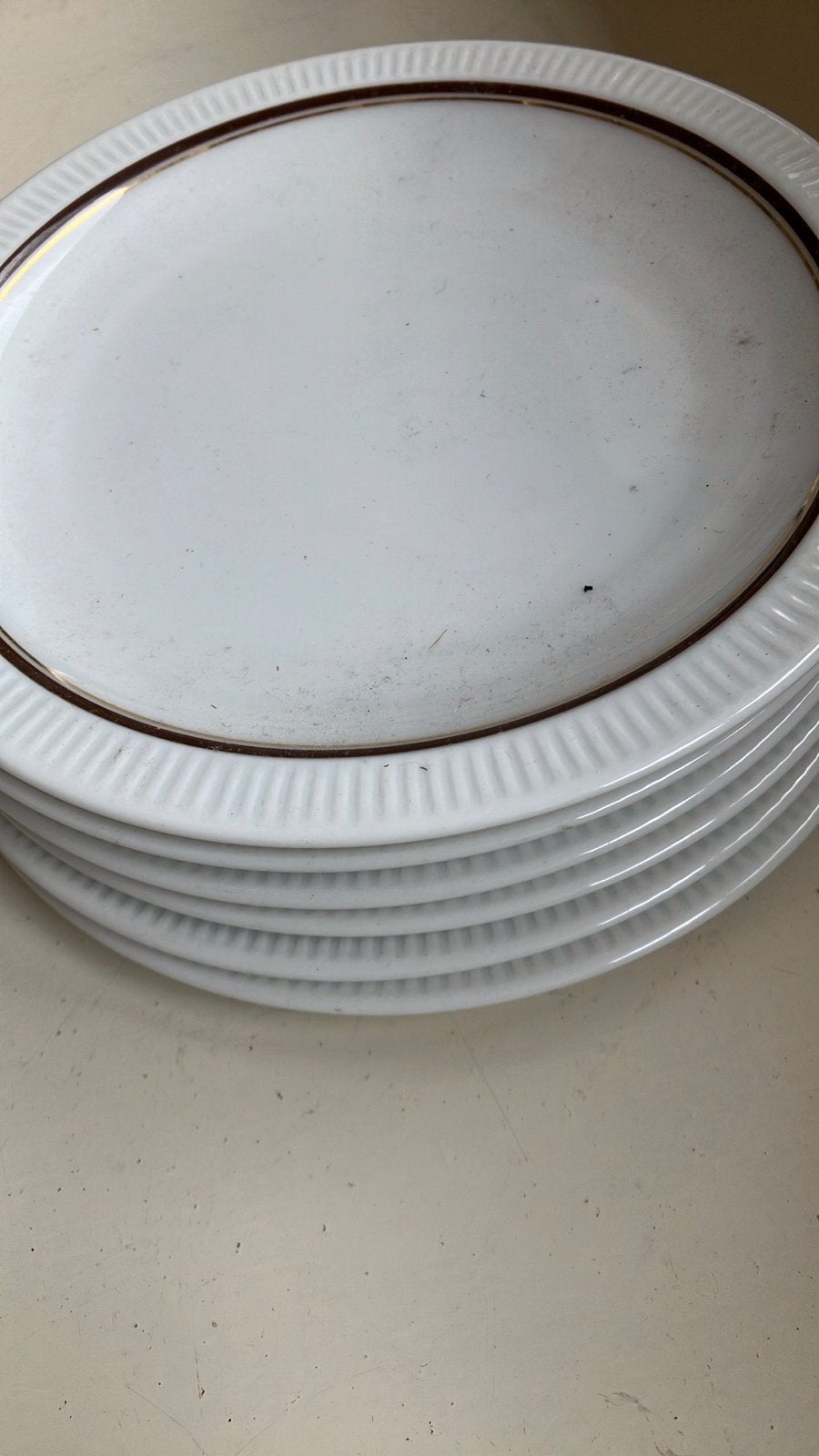 Arzberg gebakbordjes bruin met gouden randje, Gebruikt, Arzberg, Vintage, Ophalen of Verzenden