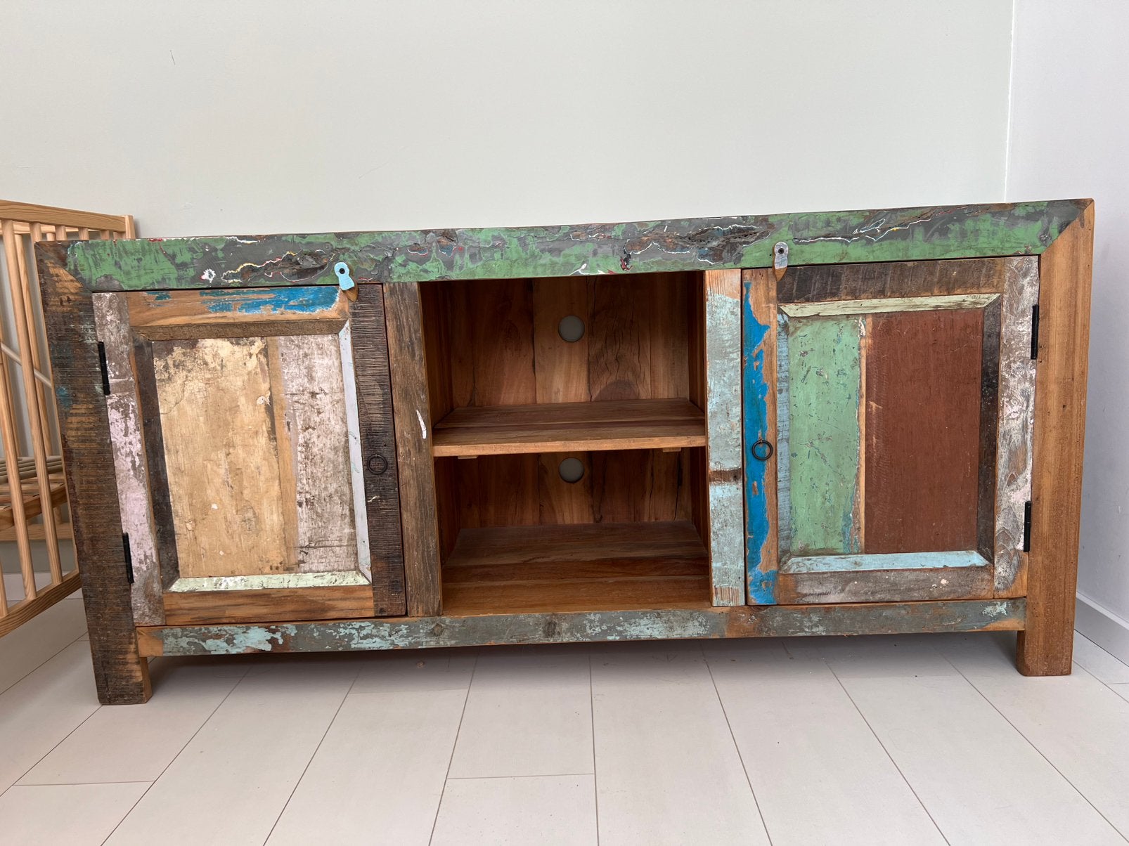 Prachtig dressoir Scrapwood, Ophalen, 150 tot 200 cm, Industrieel, 25 tot 50 cm