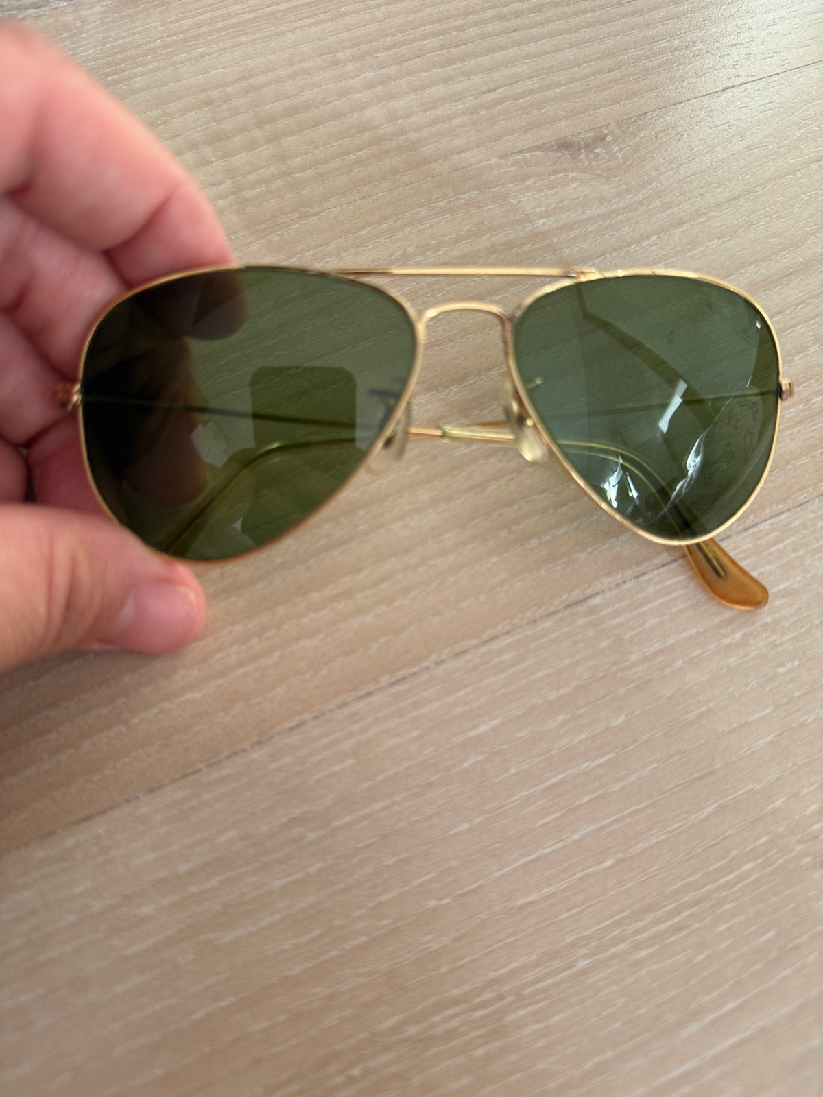 Vintage Ray-Ban B&L jaren 70 gouden zonnebril + etui, Gebruikt, Zonnebril, Ophalen of Verzenden, Ray-Ban