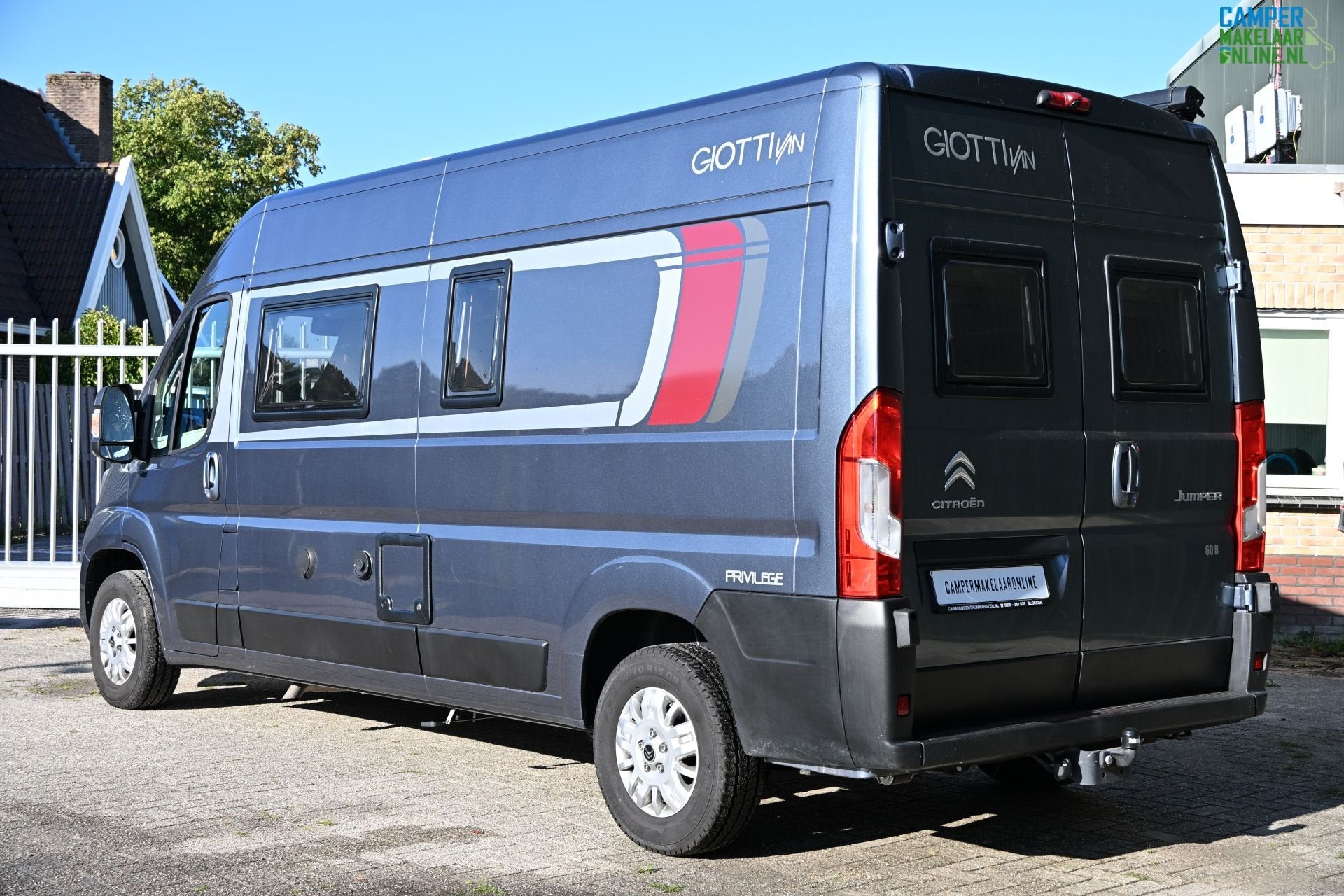 GiottiVan 60B Dwarsbed|Stapelbed|Cass.luifel|Fietsdr.|Zonnep, Caravans en Kamperen, Overige merken, Ringverwarming, 6 tot 7 meter