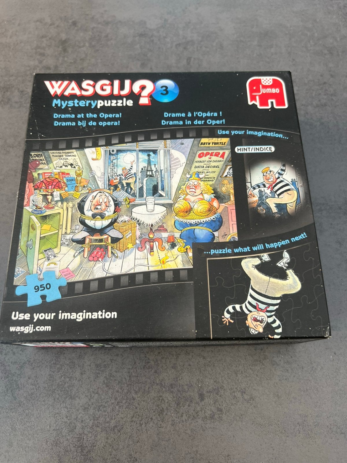 Wasgij mystery puzzel 950 stukjes drama bij de opera, Ophalen of Verzenden, 500 t/m 1500 stukjes, Zo goed als nieuw