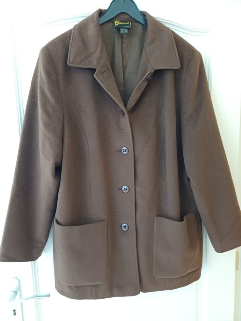 Barucci Bruine Wollen Jas - Maat 46, Bruin, Maat 46/48 (XL) of groter, Ophalen of Verzenden, Zo goed als nieuw