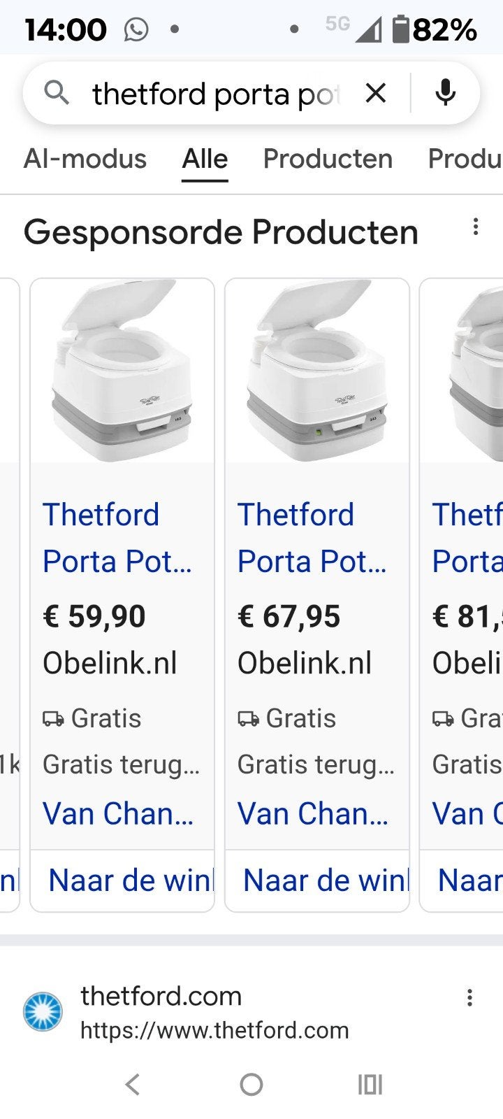 porta potti Thetford zgan, Ophalen, Zo goed als nieuw