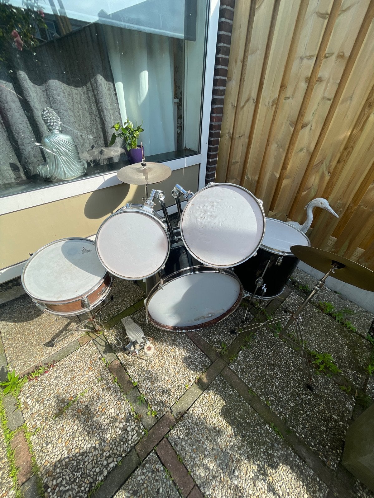 Gebruikt drumstel met bekkens en pedaal, Ophalen of Verzenden, Gebruikt, Overige merken