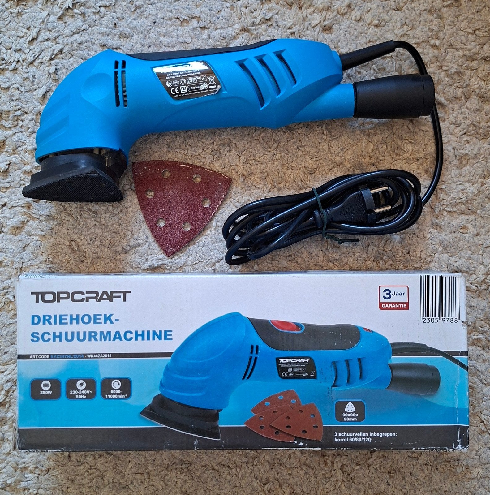 Topcraft driehoekschuurmachine 280W - krachtig en compact, Ophalen of Verzenden, Zo goed als nieuw, Minder dan 600 watt, Vlakschuurmachine