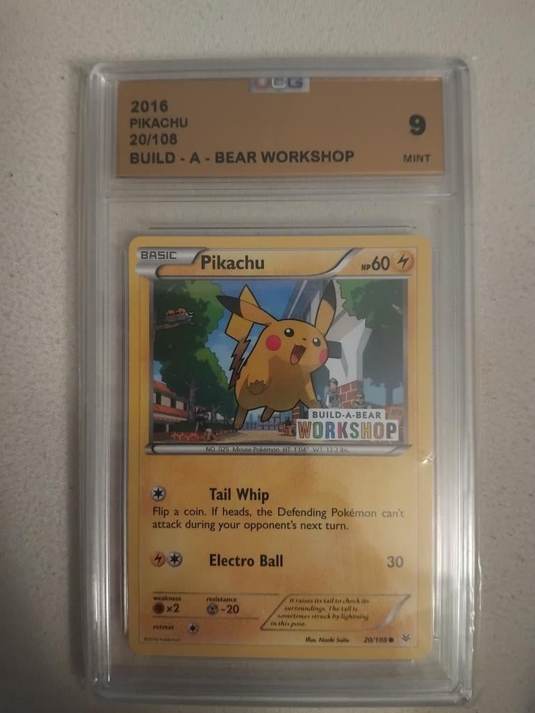 Pikachu Build-A-Bear Workshop 2016 Graded 9 Mint, Ophalen of Verzenden, Zo goed als nieuw, Losse kaart