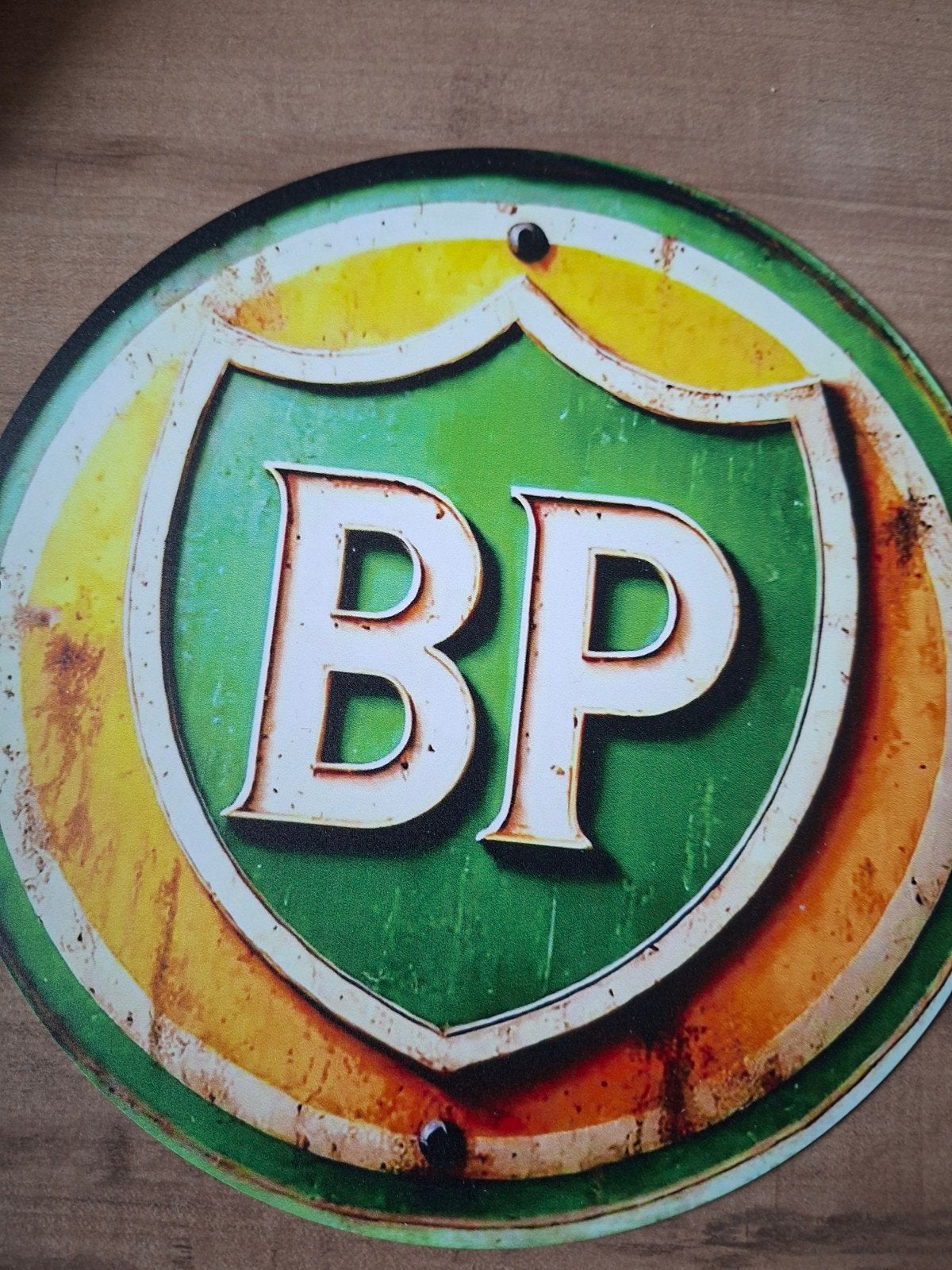 BP Metalen Reclamebord - Vintage Look - 20 cm, Verzamelen, Ophalen of Verzenden, Nieuw, Reclamebord