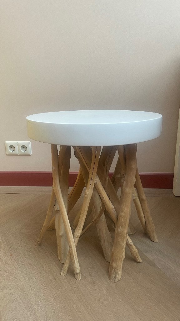Bijzettafel salontafel mango hout, Overige materialen, Minder dan 55 cm, Gebruikt, Rond