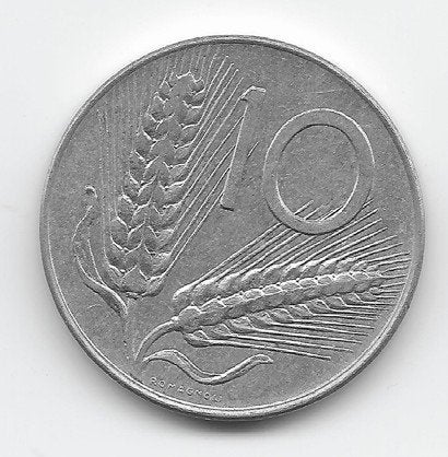 Italië 10 lire 1975 KM# 93, Verzenden, Italië, Losse munt